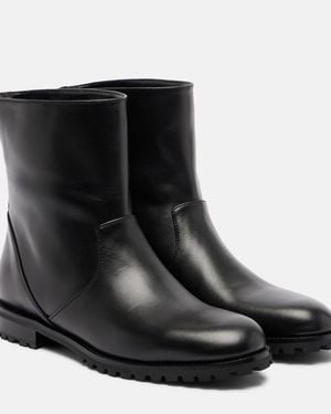 Manolo Blahnik Leather Ankle Boots - Black