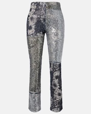 Maison Margiela Sequined Patchwork Slim Trousers - Grey
