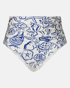 Jonathan Simkhai Teya Ruched Printed Bikini Bottoms - Blue