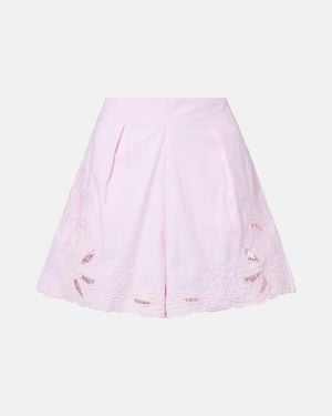Juliet Dunn High-Rise Cotton Wide-Leg Shorts - Pink