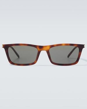 Saint Laurent Corner Angle Rectangular Sunglasses - Brown