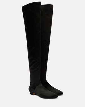 The Row Awar Satin Over-The-Knee Boots - Black
