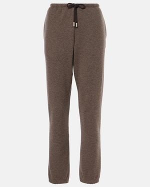 The Row Teo Cashmere And Cotton Joggers - Brown