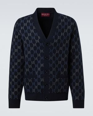 Gucci Cardigan Gg Aus Einem Wollgemisch - Blau