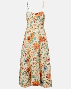 Ulla Johnson Fiora Floral Cotton Midi Dress - Metallic