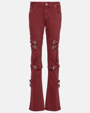 Blumarine Cutout Mid-Rise Boyfriend Jeans - Red