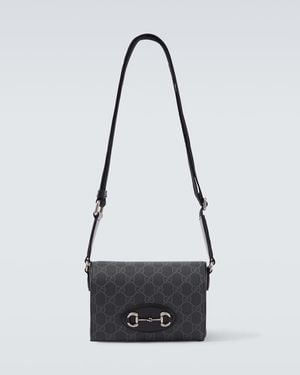 Gucci Gg Supreme Leather-Trimmed Canvas Crossbody Bag - Black