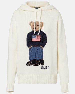 Polo Ralph Lauren Polo Bear Cotton And Linen Hoodie - White
