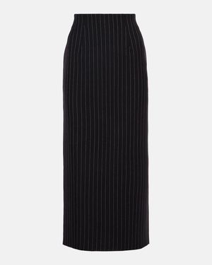 Wardrobe NYC Contour Pinstripe Wool Midi Skirt - Black