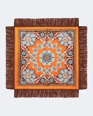 La DoubleJ Chamberlain Reversible Silk Scarf - Orange