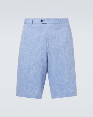 Etro Bedruckte Shorts Aus Baumwolle - Blau