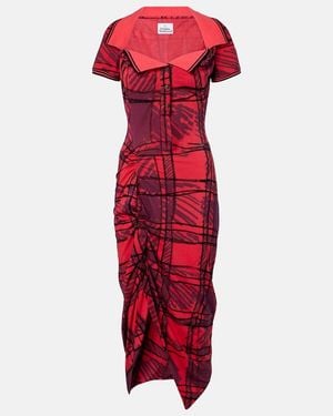 Vivienne Westwood Long Monday Checked Cotton Polo Dress - Red