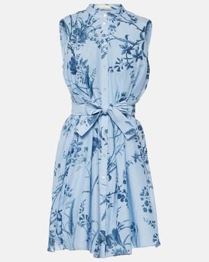 Erdem Printed Cotton Silk Voile Minidress - Blue