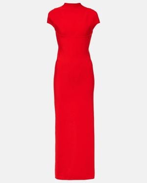 Alaïa High-neck Slim-fit Stretch-knit Maxi Dress - Red