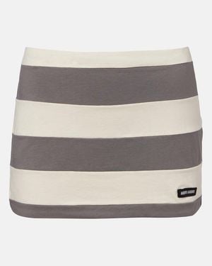 Miu Miu Striped Cotton Jersey Miniskirt - Grey