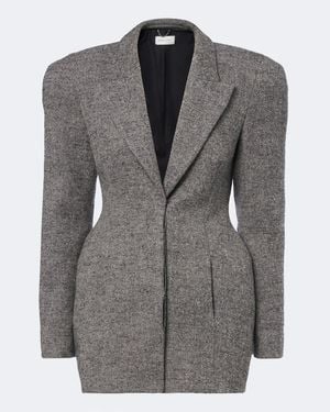 Magda Butrym Herringbone Wool-Blend Blazer Dress - Gray