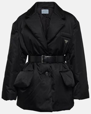 Prada Re-Nylon Belted Nylon-Down Jacket - Black
