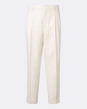 Brunello Cucinelli Pleated Wool And Cotton Straight Trousers - White