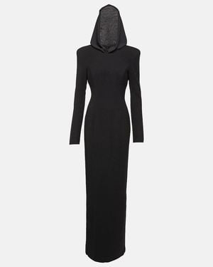 Monot Hooded Crepe Maxi Dress - Black