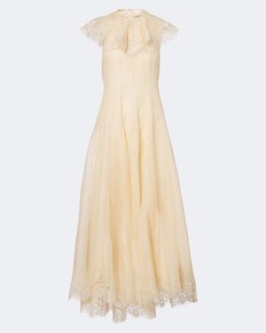 Zimmermann Ascent Flutter Linen And Silk Cocktail Dress - Natural
