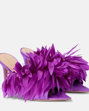 Gianvito Rossi Daniah 85 Embellished Crepe Satin Mules - Purple