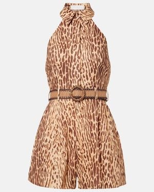 Zimmermann Printed Linen Jumpsuit - Brown