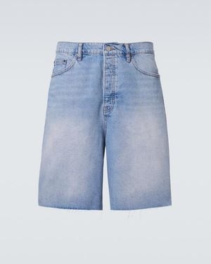 FRAME Distressed Denim Bermuda Shorts - Blue