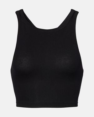 Calvin Klein Pamela Ribbed-Knit Cotton-Blend Crop Top - Black