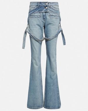 Courreges Mid-Rise Bootcut Jeans - Blue