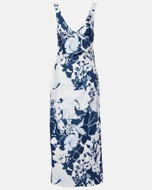 SIR. Paradiso Floral Linen Maxi Dress - Blue