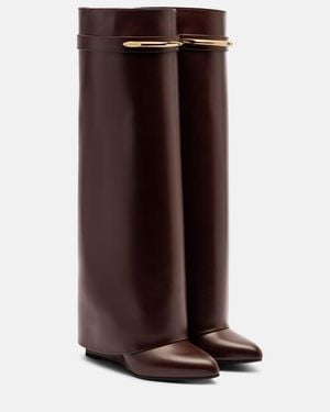 Givenchy Shark 95 Leather Knee-High Boots - Brown