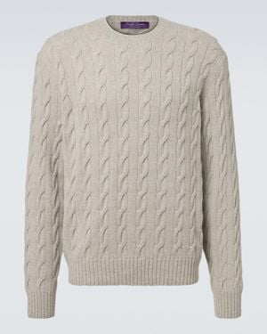 Ralph Lauren Cable-Knit Cashmere Sweater - Gray