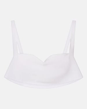 Prada Silk Crepe De Chine Bra Top - White