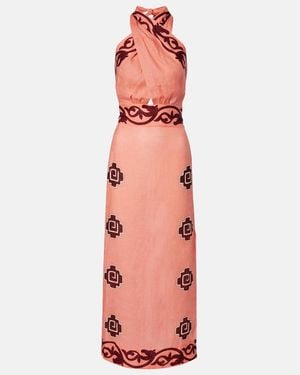 Johanna Ortiz Energetic Patterns Linen Maxi Dress - Pink