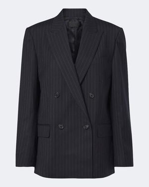 Nili Lotan Leston Pinstriped Wool Blazer - Blue