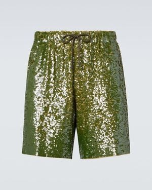 Dries Van Noten Sequined Bermuda Shorts - Green