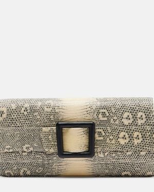 Manolo Blahnik Maygot Snake-Effect Leather Clutch - Metallic