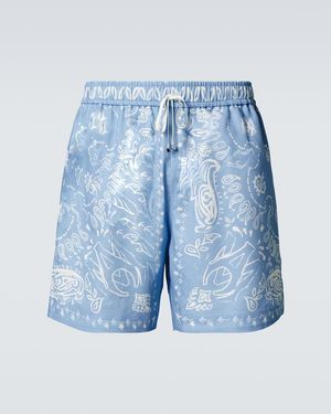 Amiri Bandana Cotton-Blend Shorts - Blue