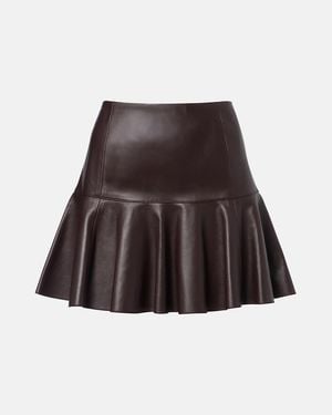 Alaïa Pleated Leather Miniskirt - Brown