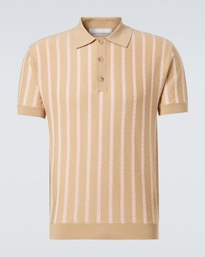 King & Tuckfield Striped Wool Polo Shirt - Natural