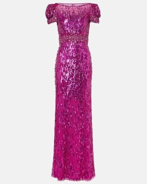 Jenny Packham Sungem Embellished Gown - Purple
