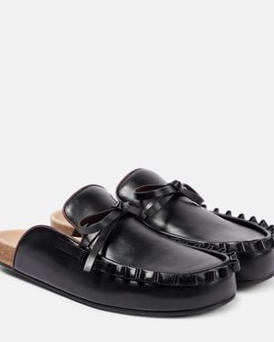 JW Anderson Mules De Piel Con Volantes - Negro