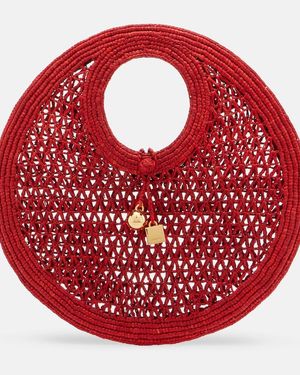 Jacquemus Henkeltasche Spiaggia Small Aus Raffiabast - Rot