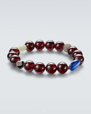 Ileana Makri Sterling Beaded Bracelet With Gemstones - Red