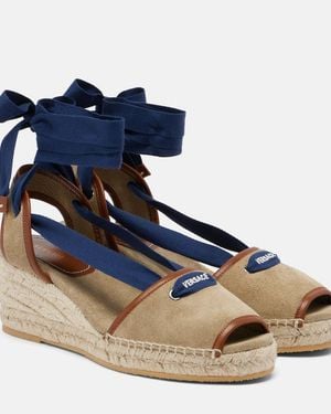 Versace Espadrille-Sandalen Lola Mit Veloursleder - Blau