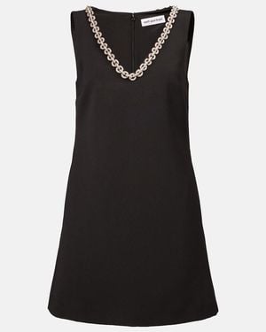 Self-Portrait Crepe Crystal Trim Mini Dress - Black