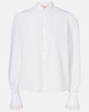 Valentino Embroidered Cotton Poplin Blouse - White