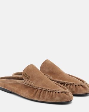 Saint Laurent Pantoletten Le Loafer Aus Veloursleder - Braun