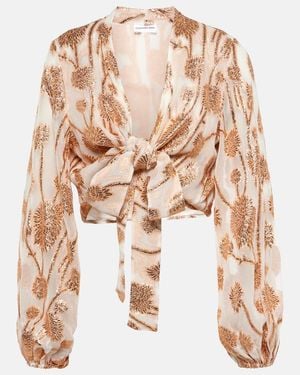 Alexandra Miro Tabitha Embellished Crop Top - Brown