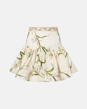 Agua Bendita Jacarina Printed Linen Miniskirt - Metallic
